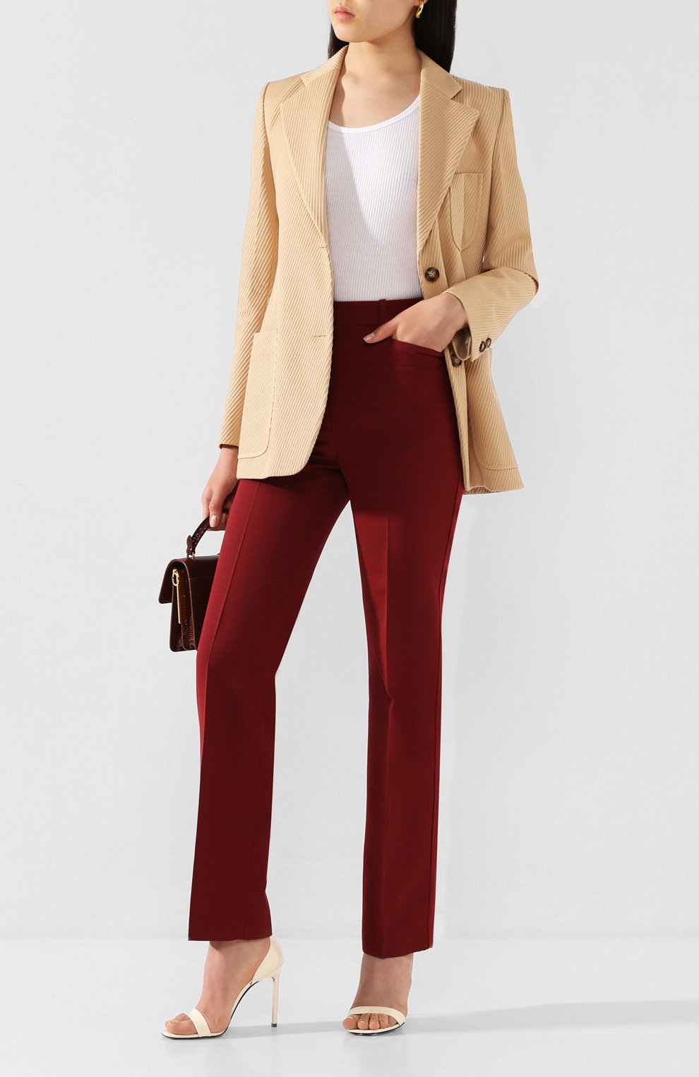 Брюки VICTORIA BECKHAM бордового цвета по цене 82950 руб., арт. 1120WTR000629C, фото 2 Брюки VICTORIA BECKHAM, арт. 1120WTR000629C, фото 2