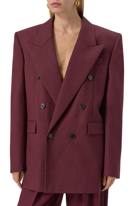 Шерстяной жакет Saint Laurent 821942/Y5K17 Бордовый  821942/Y5K17 Фото 3