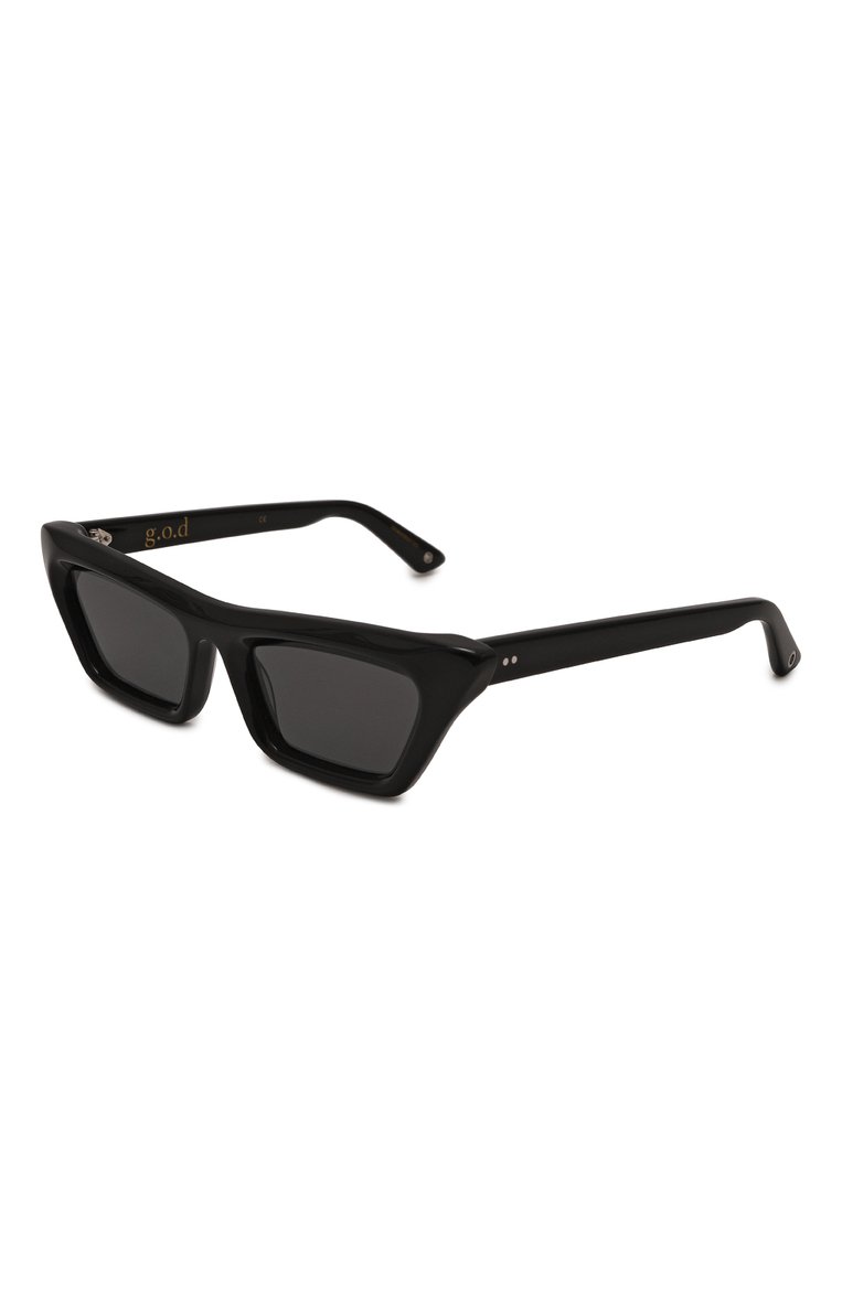 Женские солнцезащитные очки G.O.D. EYEWEAR черного цвета, арт. TWENTY TW0 BLACK W/GREY LENS | Фото 1 (Тип очков: С/з; Нос: Не проставлено; Региональные ограничения белый список (Axapta Mercury): Не проставлено; Материал: Пластик; Оптика Гендер: оптика-женское; Очки форма: Прямоугольные, Cat-eye)