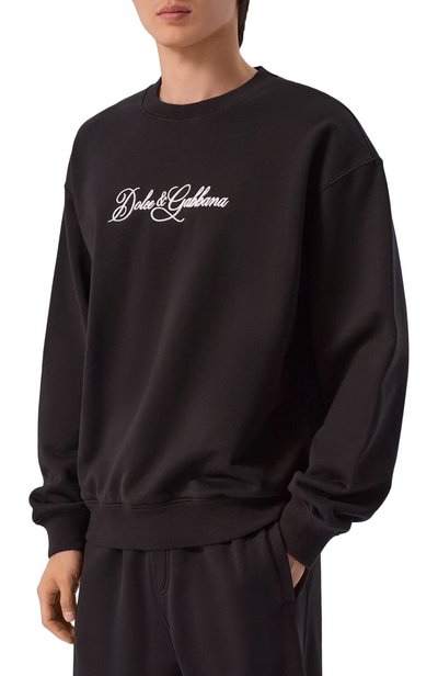 Хлопковый свитшот DOLCE & GABBANA черного цвета по цене 89950 руб., арт. G9AHSZ/G7P9M, фото 3 Хлопковый свитшот DOLCE & GABBANA, арт. G9AHSZ/G7P9M, фото 3