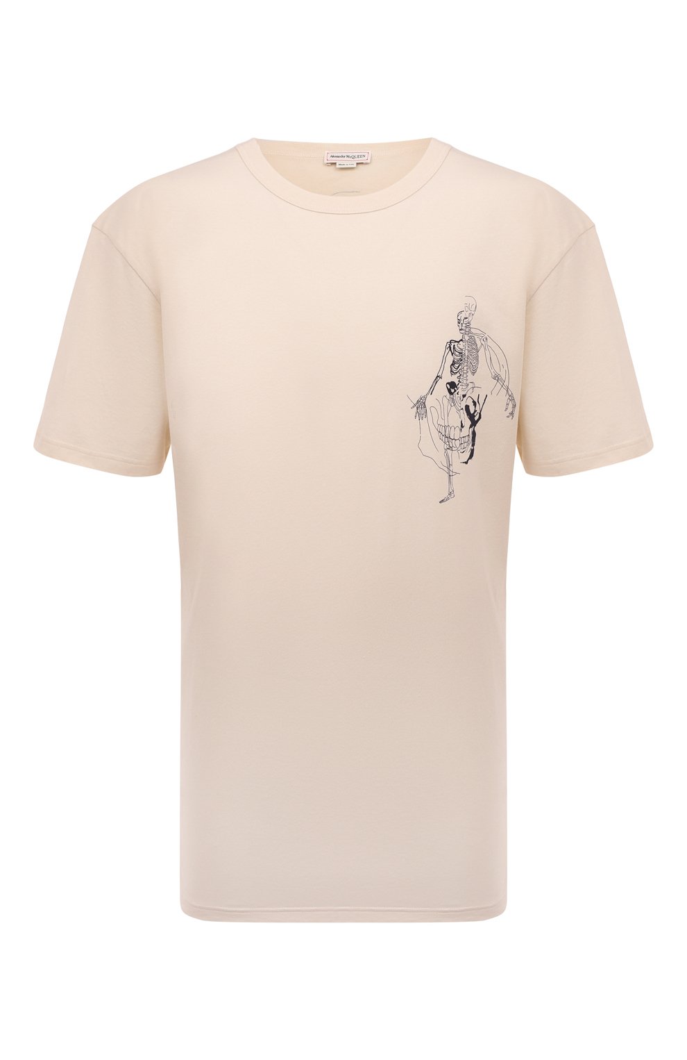 Хлопковая футболка ALEXANDER MCQUEEN бежевого цвета по цене 47500 руб., арт. 710937/QTZ32, фото 1 Хлопковая футболка ALEXANDER MCQUEEN, арт. 710937/QTZ32, фото 1
