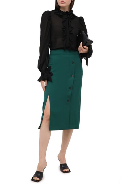Юбка VICTORIA, VICTORIA BECKHAM зеленого цвета по цене 27900 руб., арт. 2420WSK001785A, фото 2 Юбка VICTORIA, VICTORIA BECKHAM, арт. 2420WSK001785A, фото 2