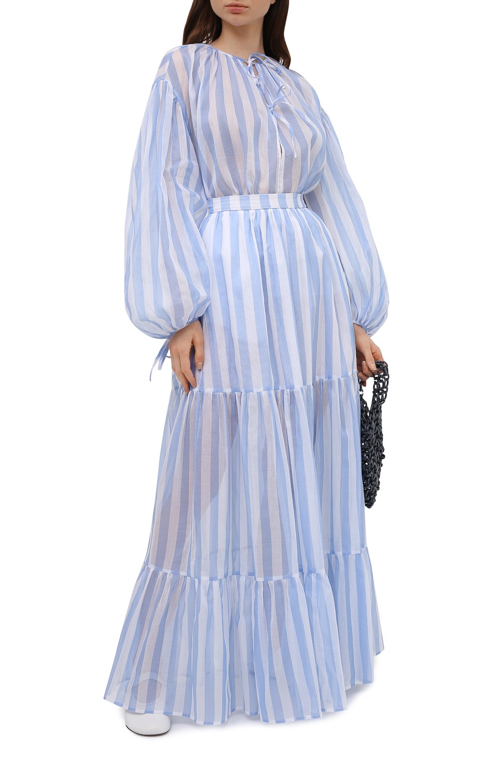 Хлопковая юбка MSGM голубого цвета по цене 43600 руб., арт. 3042MDD108A 217310, фото 2 Хлопковая юбка MSGM, арт. 3042MDD108A 217310, фото 2