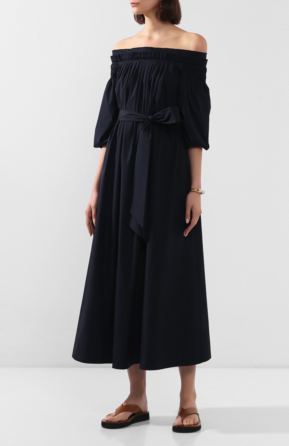 Хлопковое платье GABRIELA HEARST, арт. 220446/T030/38/DARK NAVY, фото 3