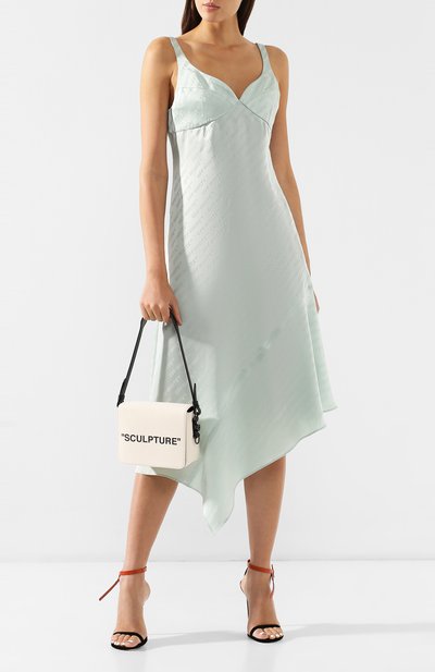 Атласное платье OFF-WHITE зеленого цвета по цене 83450 руб., арт. 0WDB120R19C860574100, фото 2 Атласное платье OFF-WHITE, арт. 0WDB120R19C860574100, фото 2