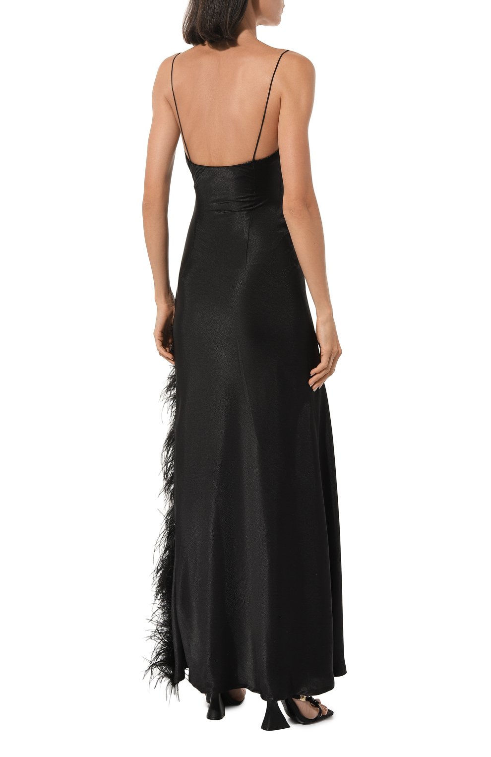 Атласное платье с отделкой перьями SASHA KIM, арт. УТ-00001314, фото 4