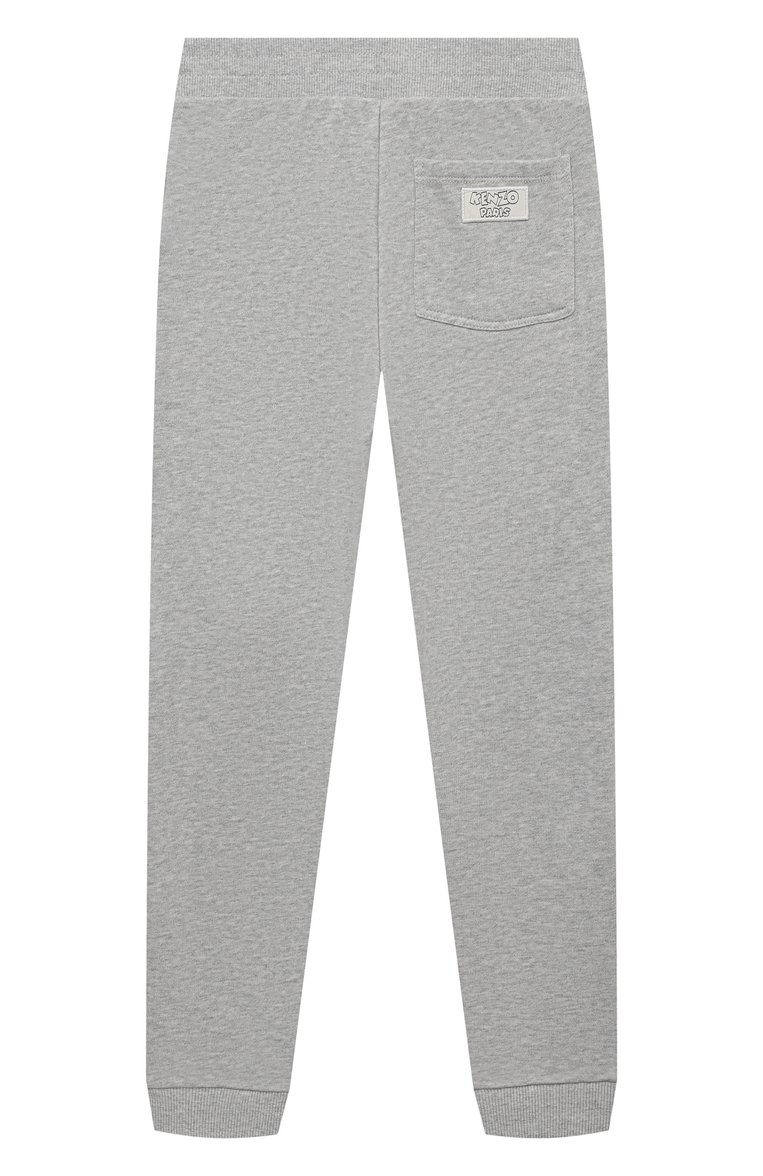 Детские хлопковые джоггеры KENZO серого цвета, арт. K60298/6-10 | Фото 2 (Материал подклада: Хлопок; Материал внешний: Хлопок; Нос: Не проставлено; Мальчики Кросс-КТ: Джоггеры-одежда; Ростовка одежда: 8 лет | 128 см, 10 - 11 лет | 140 - 146см, 6 лет | 116 см)