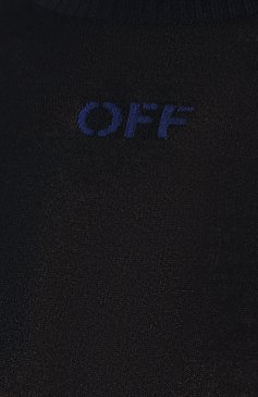 Женское платье из вискозы OFF-WHITE синего цвета, арт. 0WHI096F23KNI001 | Фото 5 (Рукава: Длинные; Длина Ж (юбки, платья, шорты): Мини; Случай: Повседневный; Кр�осс-КТ: Трикотаж; Материал сплава: Проставлено; Материал внешний: Вискоза; Драгоценные камни: Проставлено; Женское Кросс-КТ: Платье-одежда)