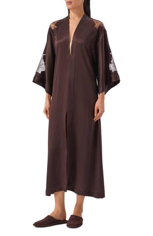 Шелковое платье Carine Gilson AL1758MS Коричневый  AL1758MS Фото 2