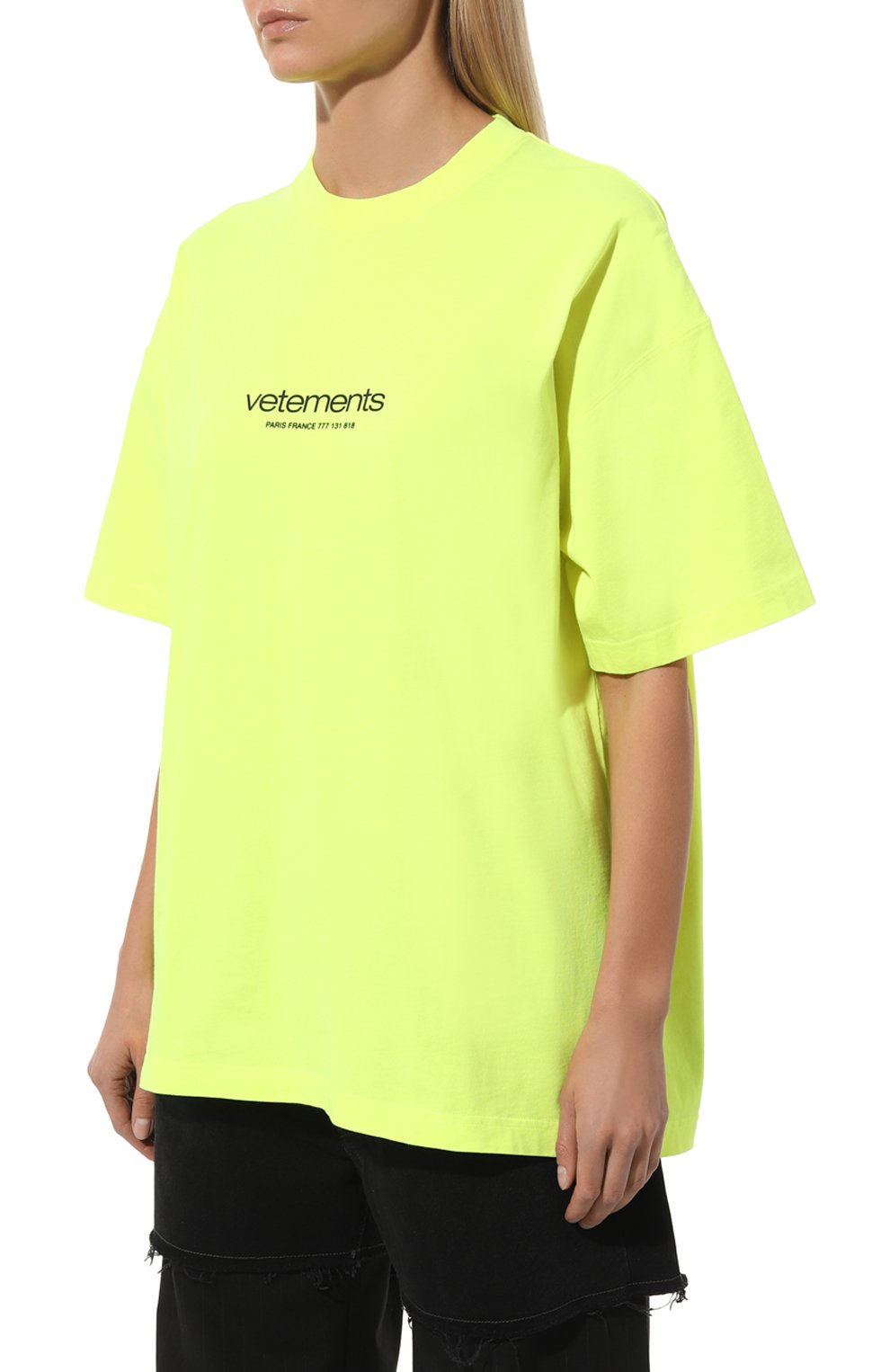 Хлопковая футболка VETEMENTS желтого цвета по цене 43950 руб., арт. UE64TR150Y, фото 3 Хлопковая футболка VETEMENTS, арт. UE64TR150Y, фото 3
