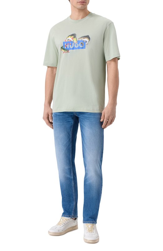 Хлопковая футболка HUGO Blue 50554349 Зелёный  50554349 Фото 2