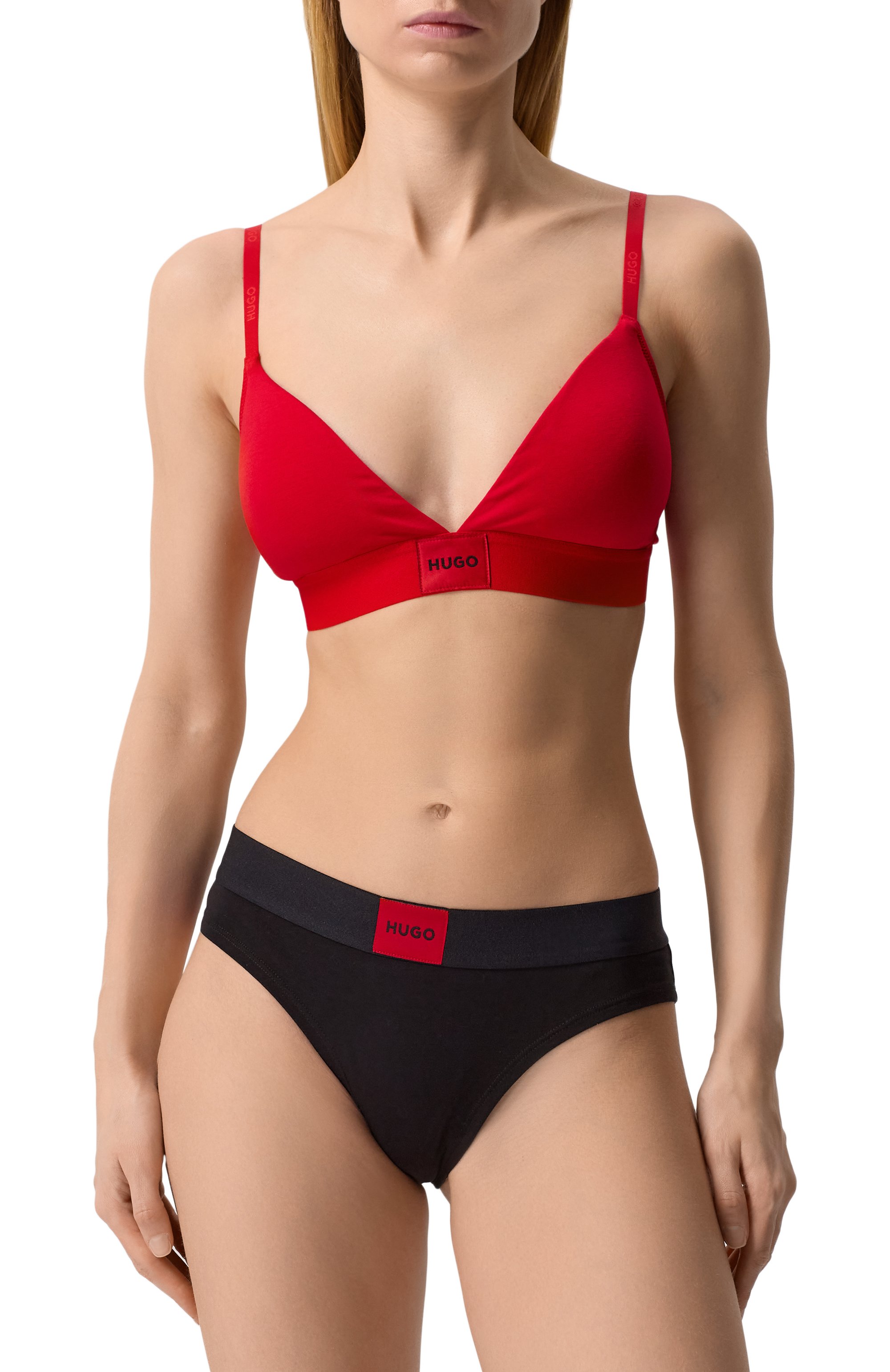 Бюстгальтер с треугольными чашками HUGO красного цвета по цене 6425 руб., арт. 50503098, фото 2 Бюстгальтер с треугольными чашками HUGO, арт. 50503098, фото 2