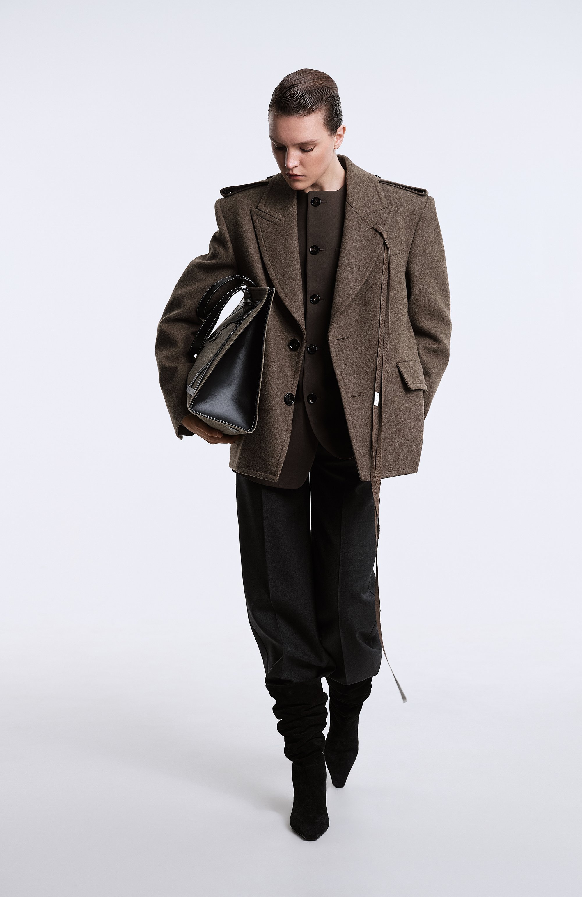 Шерстяное полупальто ANN DEMEULEMEESTER, арт. 2402-W-JA25-FA509-046, фото 8