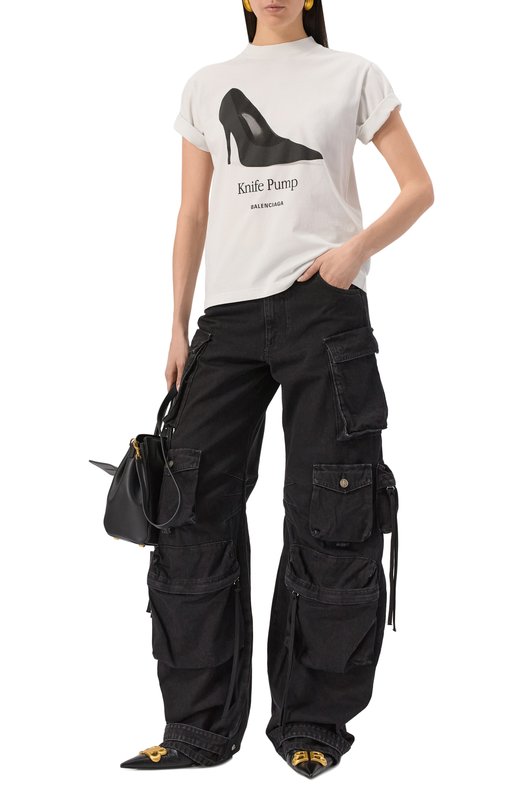 Хлопковая футболка Balenciaga 809122/TSVN4 Кремовый  809122/TSVN4 Фото 2
