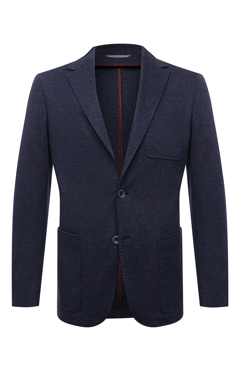 Хлопковый пиджак CANALI темно-синего цвета по цене 99900 руб., арт. J0147/JJ01970, фото 1 Хлопковый пиджак CANALI, арт. J0147/JJ01970, фото 1