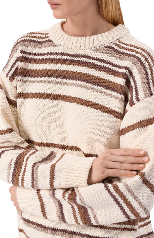 Хлопковый свитер 12 STOREEZ 136420 Бежевый  136420 Фото 5