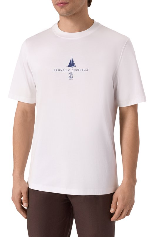 Хлопковая футболка Brunello Cucinelli M0B138476P Белый  M0B138476P Фото 3
