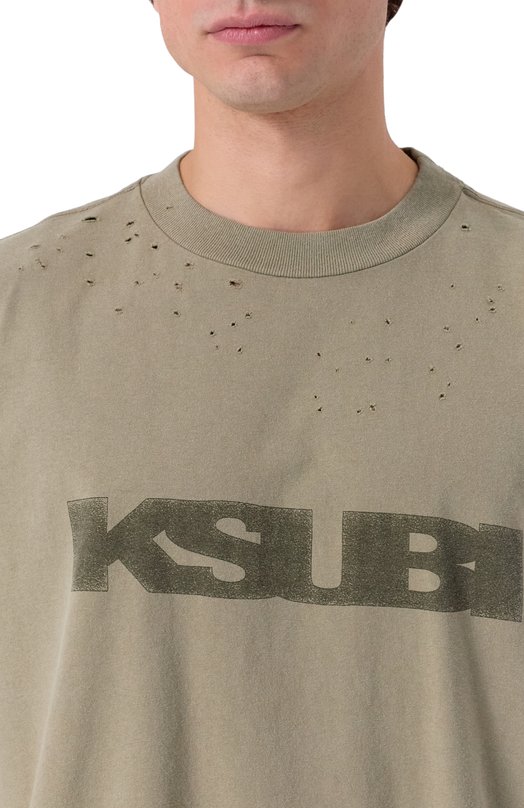 Хлопковая футболка Ksubi MPF25TE009 Хаки  MPF25TE009 Фото 5