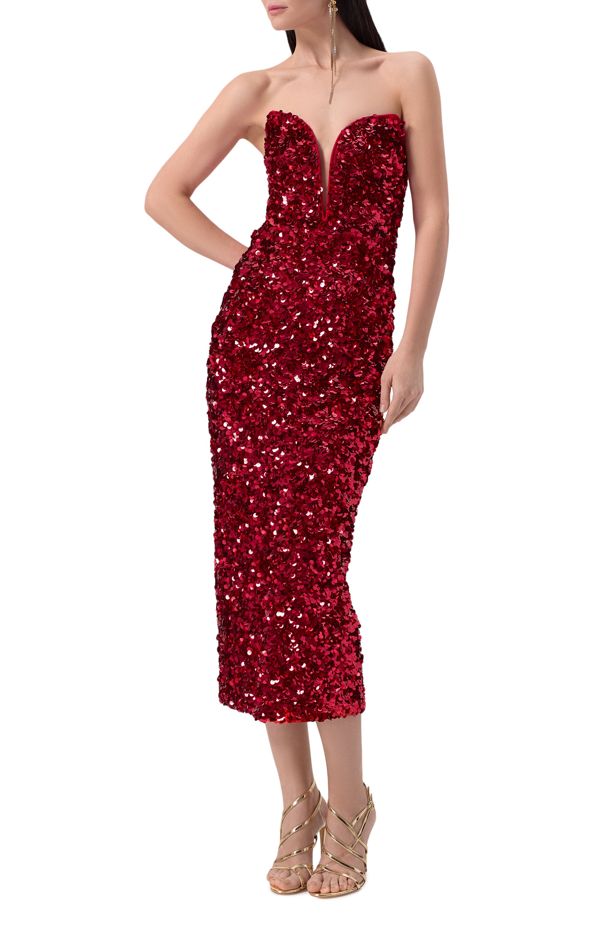 Платье с отделкой пайетками SELF-PORTRAIT, арт. RS25044MR, фото 2