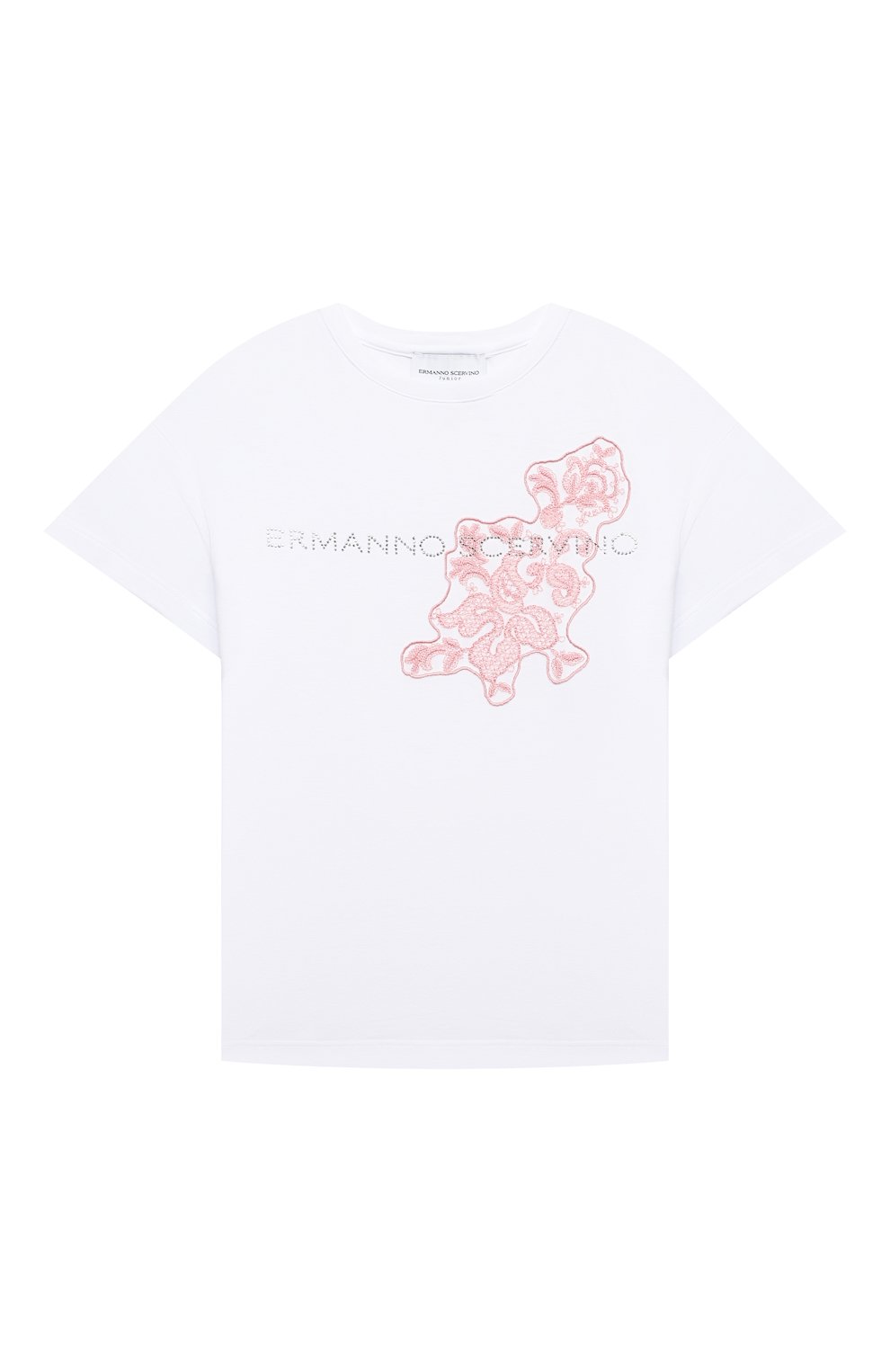 Хлопковая футболка ERMANNO SCERVINO белого цвета по цене 12500 руб., арт. ESFTS021 JE95 YS006/XXS-S, фото 1 Хлопковая футболка ERMANNO SCERVINO, арт. ESFTS021 JE95 YS006/XXS-S, фото 1