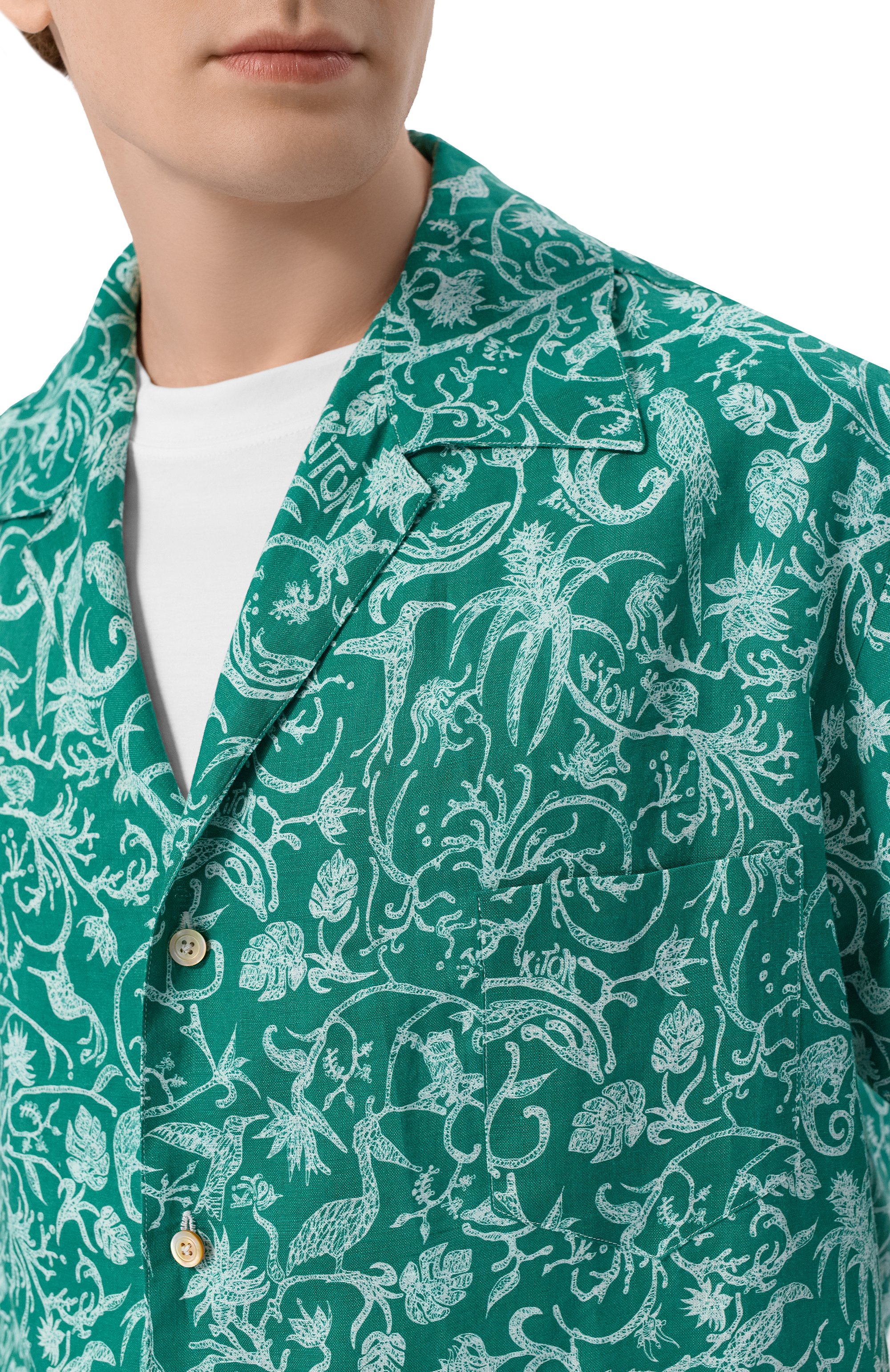 Льняная рубашка KITON зеленого цвета по цене 121000 руб., арт. UMC028H09717, фото 5 Льняная рубашка KITON, арт. UMC028H09717, фото 5