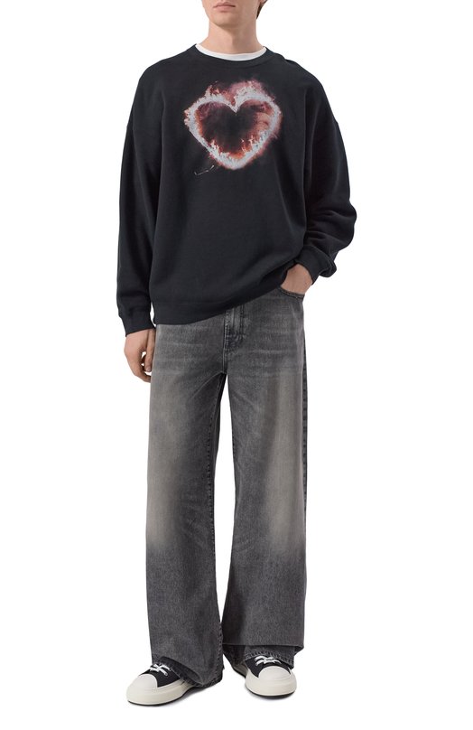 Свитшот из хлопка и лиоцелла R13 R13WK004-K138A Чёрный  R13WK004-K138A Фото 2