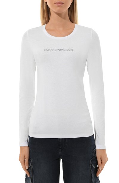 Хлопковый лонгслив EMPORIO ARMANI белого цвета по цене 7875 руб., арт. 163229/4F223, фото 3 Хлопковый лонгслив EMPORIO ARMANI, арт. 163229/4F223, фото 3