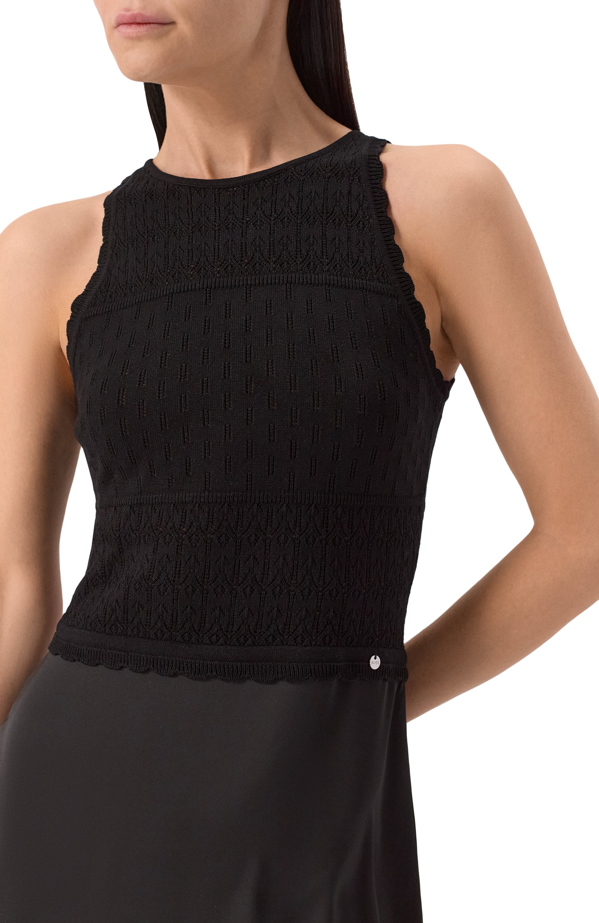 Платье из вискозы BOSS ORANGE черного цвета по цене 23950 руб., арт. 50538314, фото 5 Платье из вискозы BOSS ORANGE, арт. 50538314, фото 5