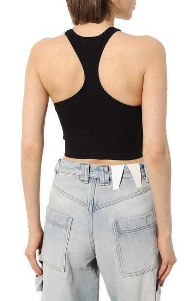 Хлопковый топ OFF-WHITE черного цвета по цене 26150 руб., арт. OWAD086C99JER0011001, фото 4 Хлопковый топ OFF-WHITE, арт. OWAD086C99JER0011001, фото 4