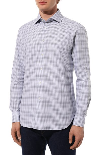 Хлопковая рубашка CORNELIANI синего цвета по цене 38200 руб., арт. 94P100-9411320, фото 3 Хлопковая рубашка CORNELIANI, арт. 94P100-9411320, фото 3