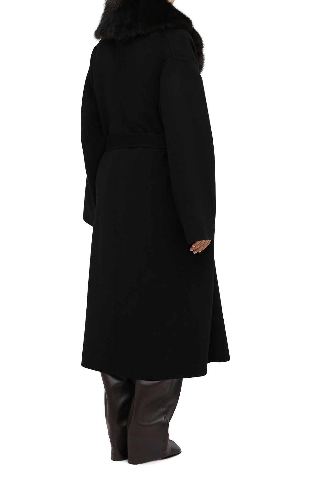 Пальто с отделкой из меха соболя MANZONI24, арт. 20M647-DB1Z/56, фото 5