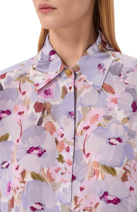 Шелковая рубашка Balmain GF1HS435/SF37 Сиреневый  GF1HS435/SF37 Фото 5