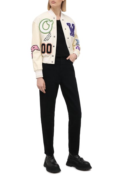 Шерстяной бомбер OFF-WHITE бежевого цвета по цене 217500 руб., арт. 0WEA129R21FAB001, фото 2 Шерстяной бомбер OFF-WHITE, арт. 0WEA129R21FAB001, фото 2