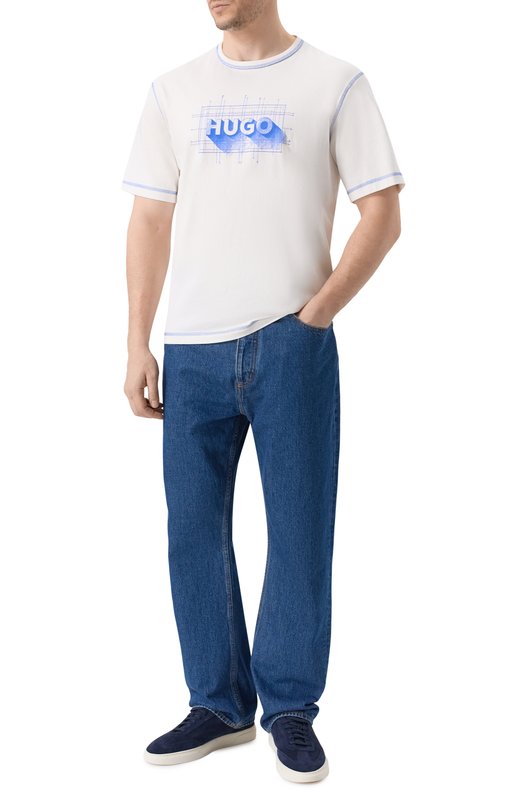 Хлопковая футболка HUGO Blue 50553498 Белый  50553498 Фото 2