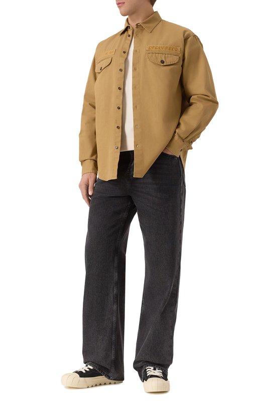 Хлопковая рубашка Dsquared2 S74DM0952/D35264 Бежевый  S74DM0952/D35264 Фото 2