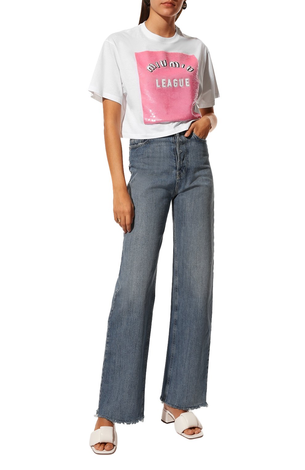 Хлопковая футболка MIU MIU, арт. MJN336-1ZSB-F0D3X, фото 2