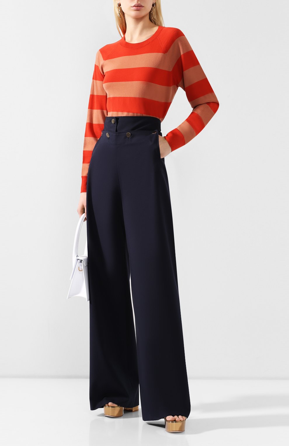 Брюки из смеси хлопка и шелка DRIES VAN NOTEN темно-синего цвета по цене 56300 руб., арт. 201-10959-9293, фото 2 Брюки из смеси хлопка и шелка DRIES VAN NOTEN, арт. 201-10959-9293, фото 2