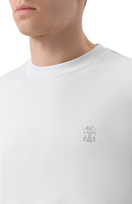 Хлопковая футболка Brunello Cucinelli M0B138440 Белый  M0B138440 Фото 5