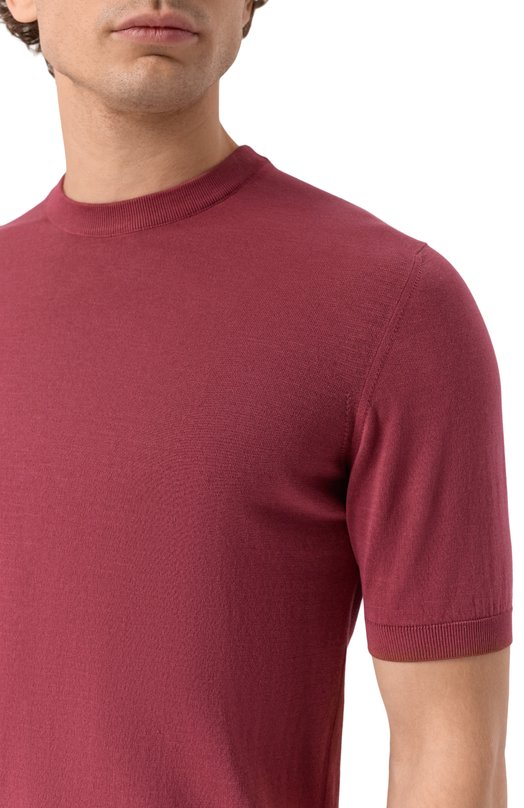 Хлопковый джемпер Fedeli MU0D8014/GIZA LIGHT DUSTY Бордовый  MU0D8014/GIZA LIGHT DUSTY Фото 5