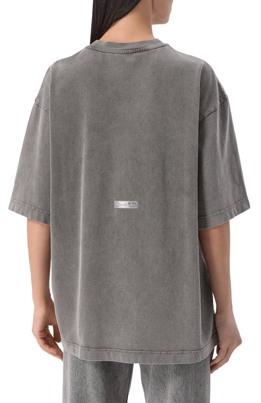 Хлопковая футболка Acne Studios FN-UX-TSHI000018/CL0218 Серый  FN-UX-TSHI000018/CL0218 Фото 4