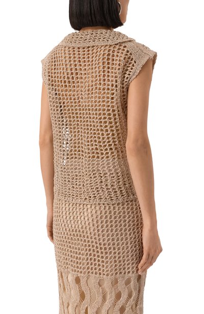 Топ из вискозы ERIKA CAVALLINI бежевого цвета по цене 49950 руб., арт. P5SC03, фото 4 Топ из вискозы ERIKA CAVALLINI, арт. P5SC03, фото 4