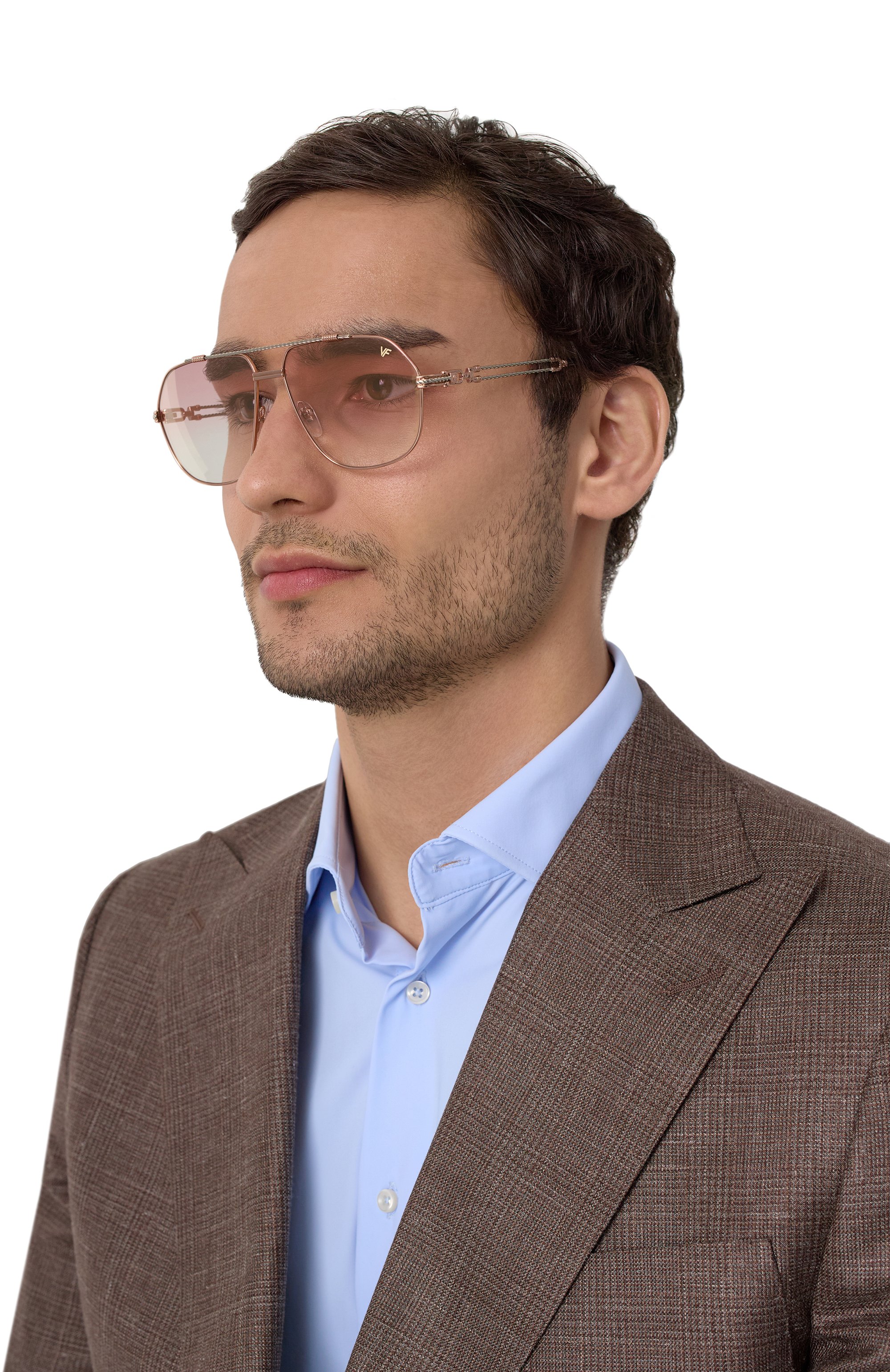 Солнцезащитные очки VINTAGE FRAMES, арт. B0SS D0UBLE R0PE 18KT TW0-T0NE G0LD/DUSTY R0SE, фото 2