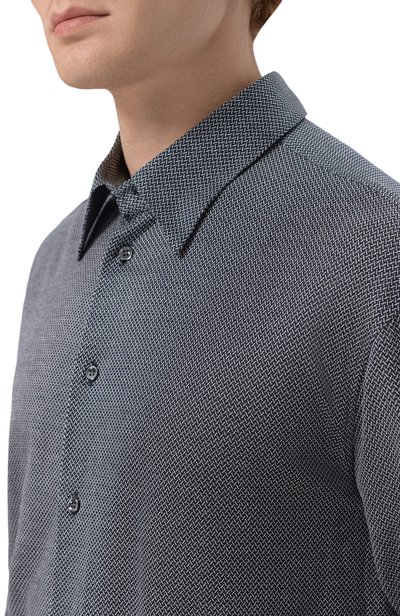 Хлопковая рубашка GIORGIO ARMANI темно-синего цвета по цене 99800 руб., арт. GM004664/TE23925, фото 5 Хлопковая рубашка GIORGIO ARMANI, арт. GM004664/TE23925, фото 5
