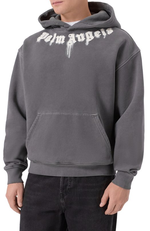 Хлопковое худи Palm Angels PMBB17DF25FLE003 Серый  PMBB17DF25FLE003 Фото 3