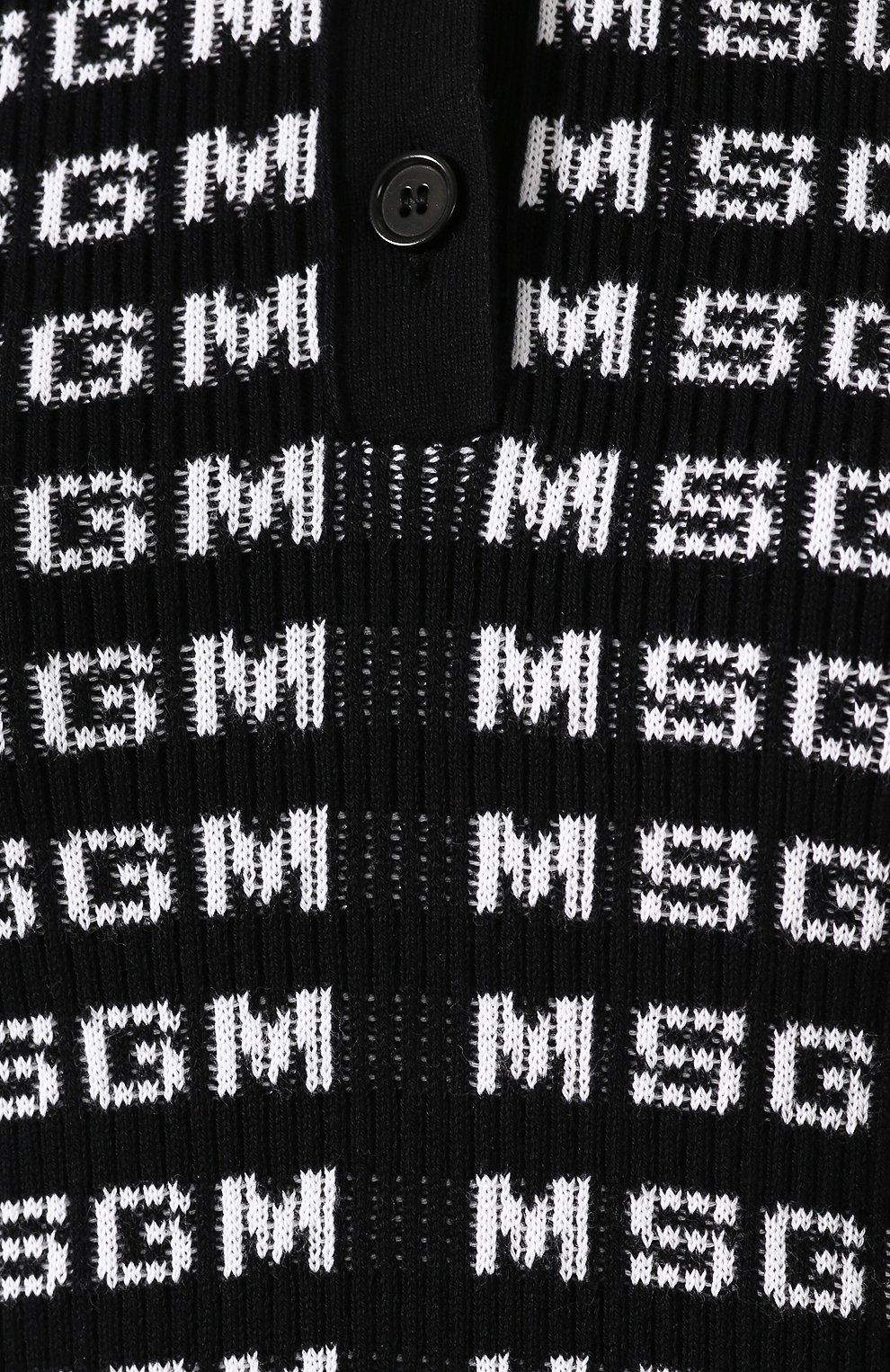 Хлопковое поло MSGM черно-белого цвета по цене 31200 руб., арт. 2841MDM111 207292, фото 5 Хлопковое поло MSGM, арт. 2841MDM111 207292, фото 5