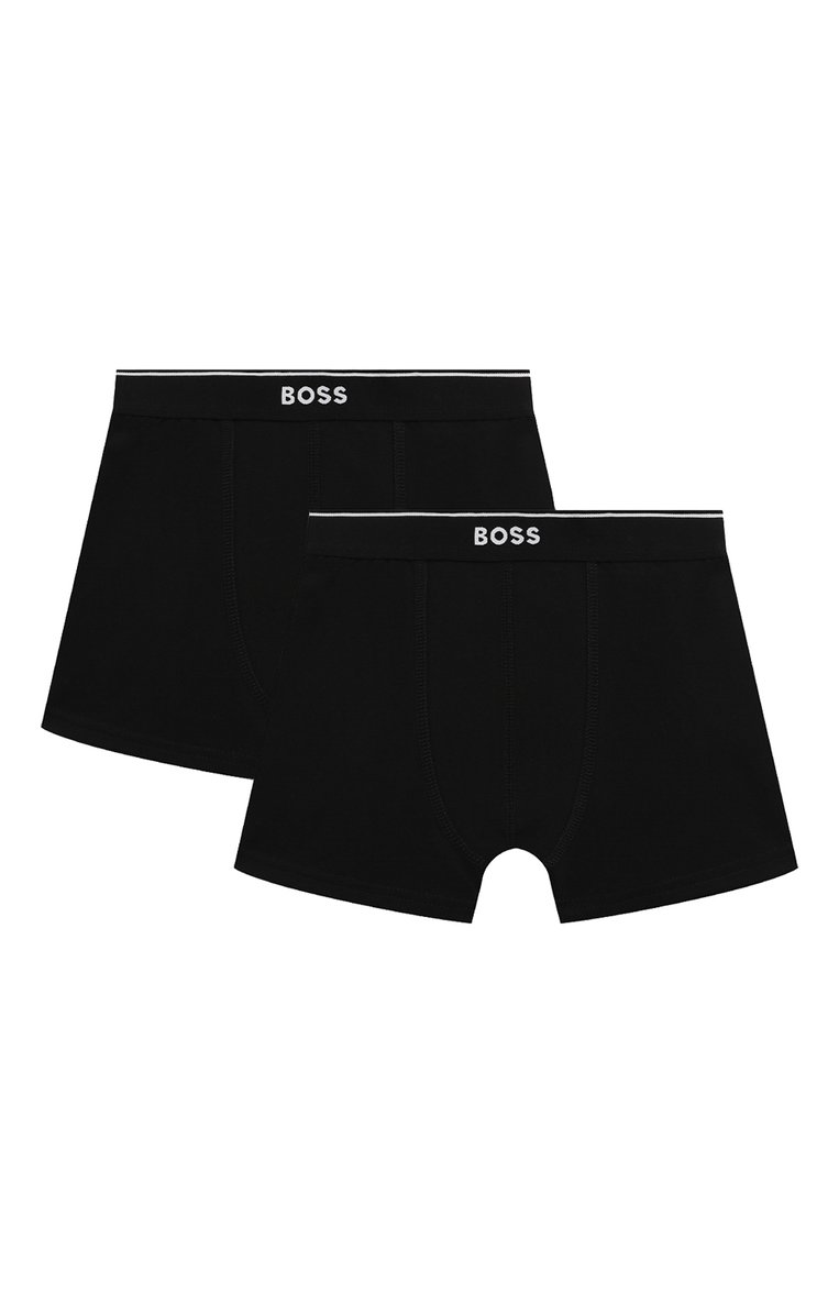 Детские комплект из двух боксеров BOSS черного цвета, арт. J50972 | Фото 1 (Материал внешний: Хлопок; Рукава: Короткие; Автоматизация состава: Проставлено; Автоматизация ТО: Проставлено; Ростовка одежда: 9 лет | 134 см, 16 лет | 164 см, 13 - 15 лет | 158 см, 5 лет | 110 см, 7 лет | 122 см, 12 лет | 152 см)