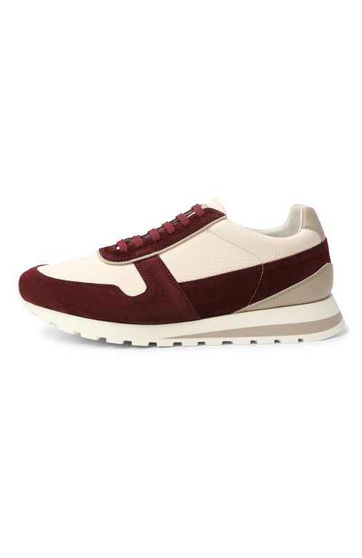 Кожаные кроссовки Brunello Cucinelli MZUESLA289 Бордовый  MZUESLA289 Фото 4