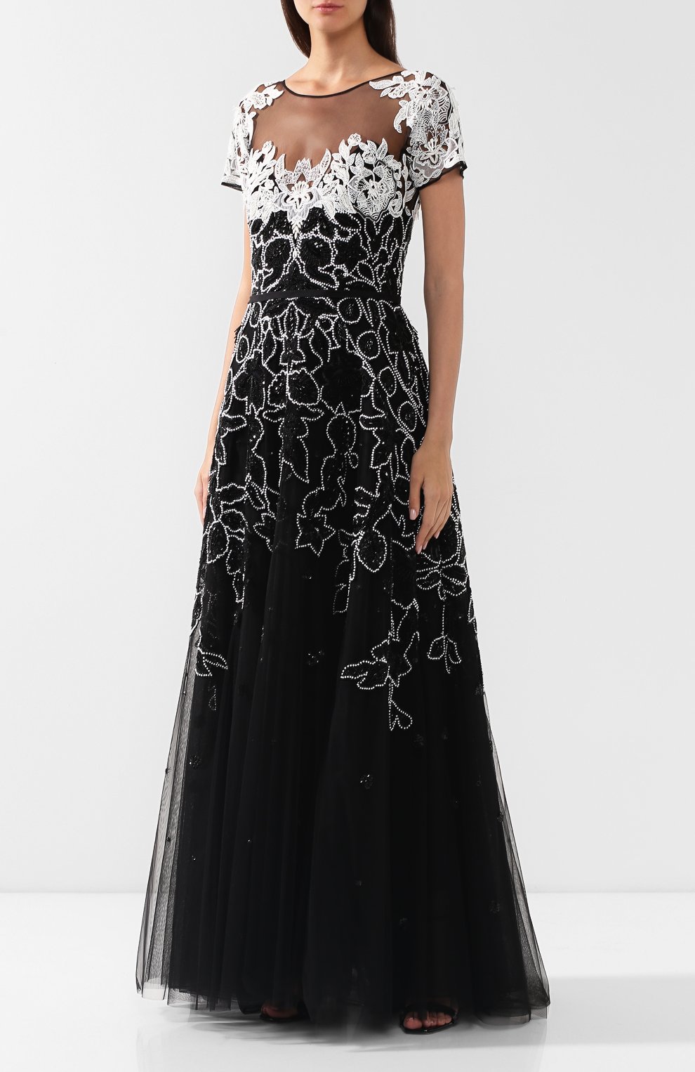 Платье-макси ZUHAIR MURAD черно-белого цвета по цене 785000 руб., арт. DRS19022/EMMF001, фото 3 Платье-макси ZUHAIR MURAD, арт. DRS19022/EMMF001, фото 3