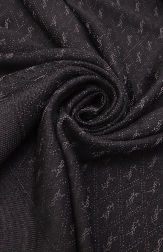 Шарф из шерсти и хлопка Saint Laurent 689147/3YI74 Чёрный  689147/3YI74 Фото 3