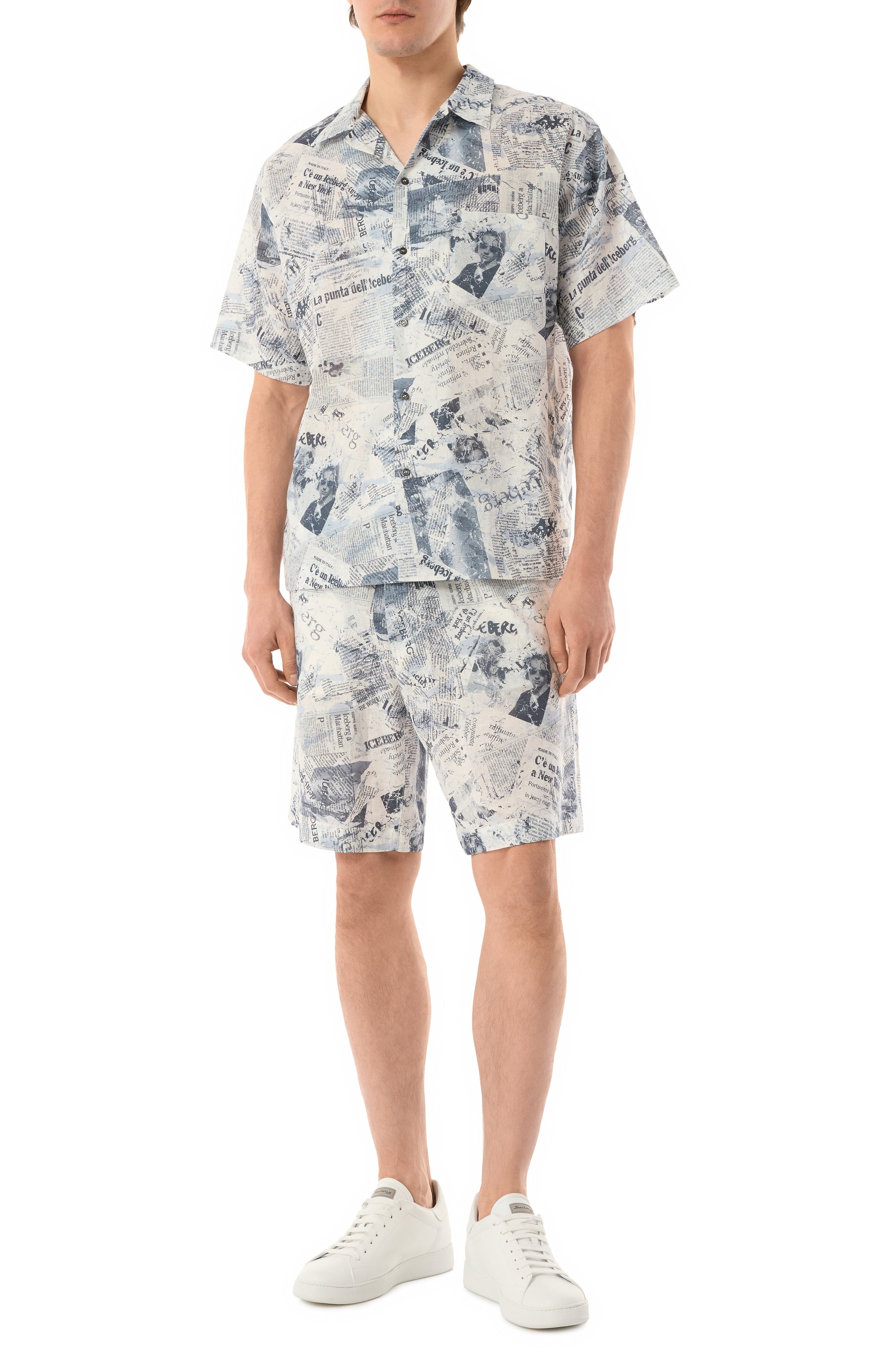 Шорты изо льна и хлопка ICEBERG голубого цвета по цене 34950 руб., арт. D091/3603, фото 2 Шорты изо льна и хлопка ICEBERG, арт. D091/3603, фото 2